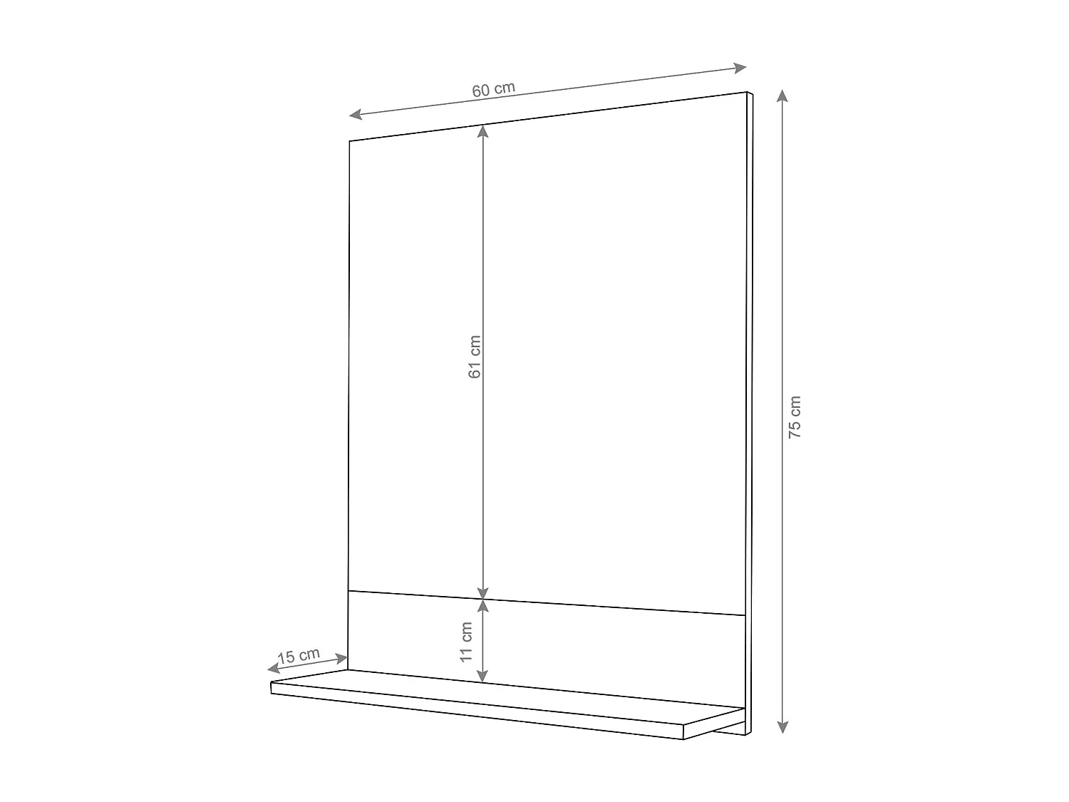 Wandspiegel mit Ablage MCW-B19, Weiß
