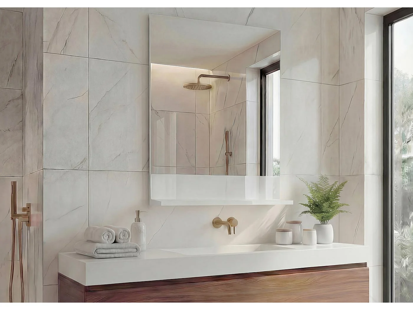 Wandspiegel mit Ablage MCW-B19, Weiß