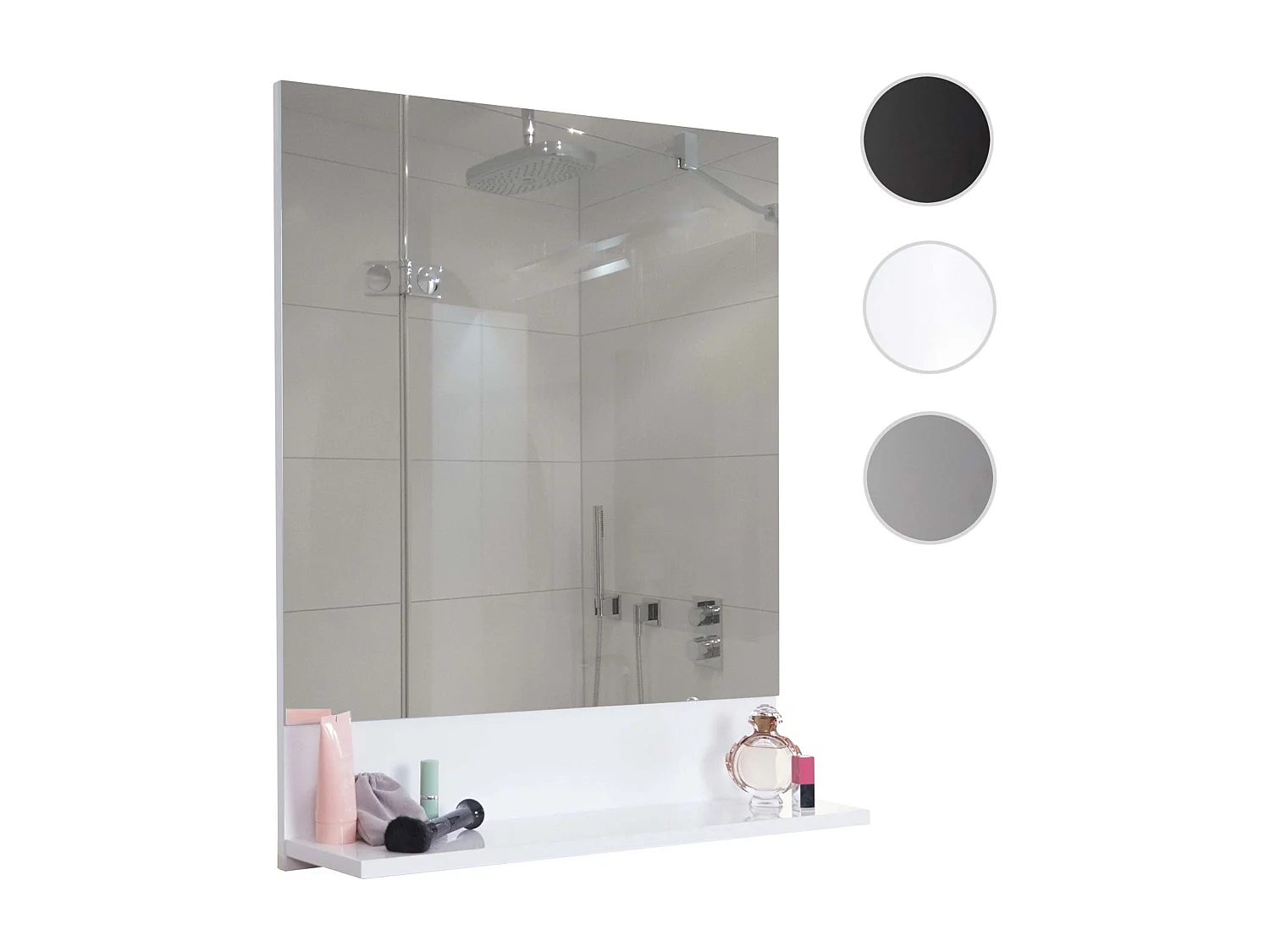 Wandspiegel mit Ablage MCW-B19, Weiß