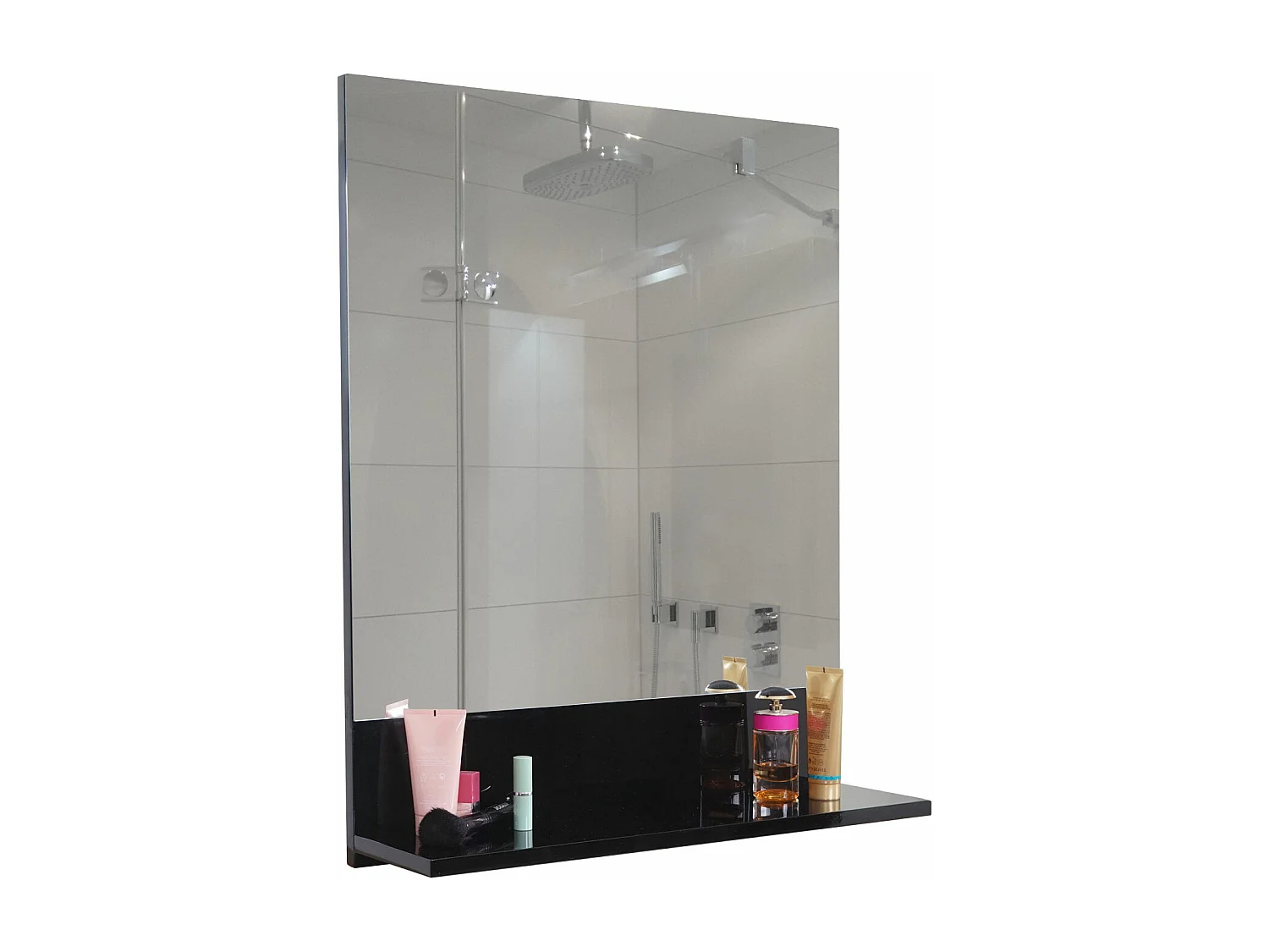 Wandspiegel met legplank MCW-B19,  zwart