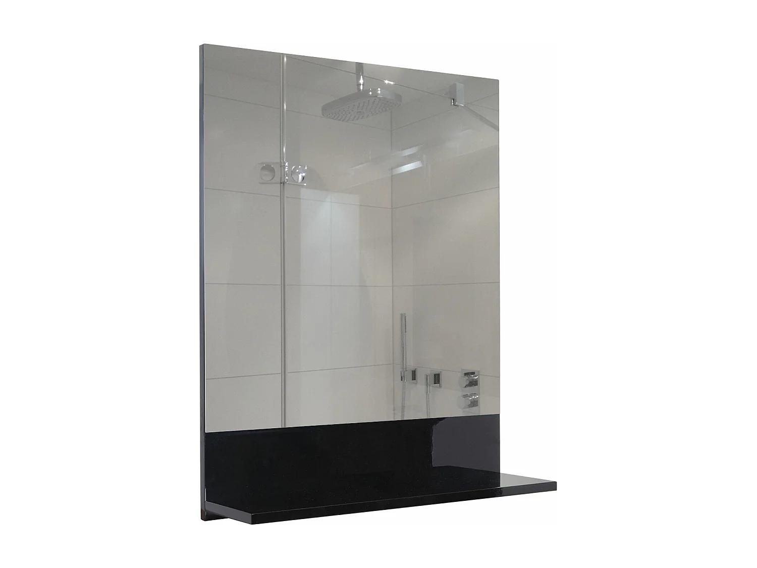 Wandspiegel met legplank MCW-B19,  zwart