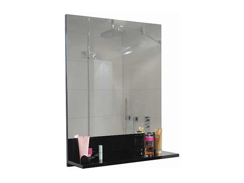 Wandspiegel mit Ablage MCW-B19, Schwarz