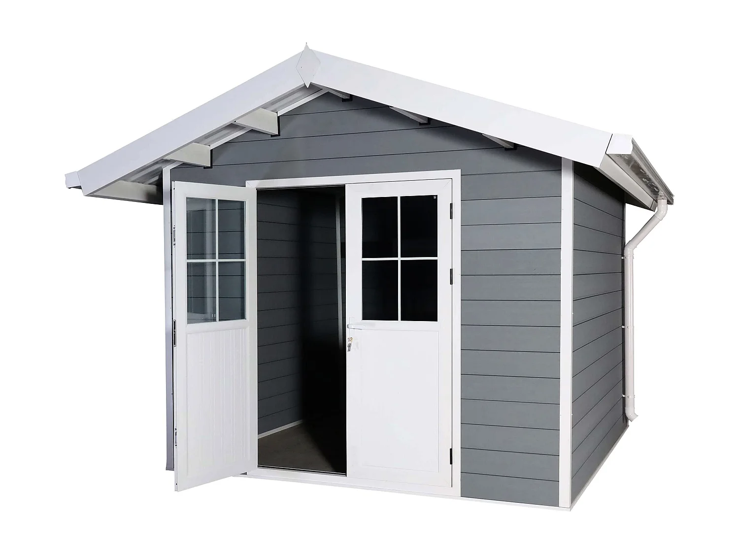 WPC tuinhuisje met schuin dak MCW-J94,  lichtgrijs-wit