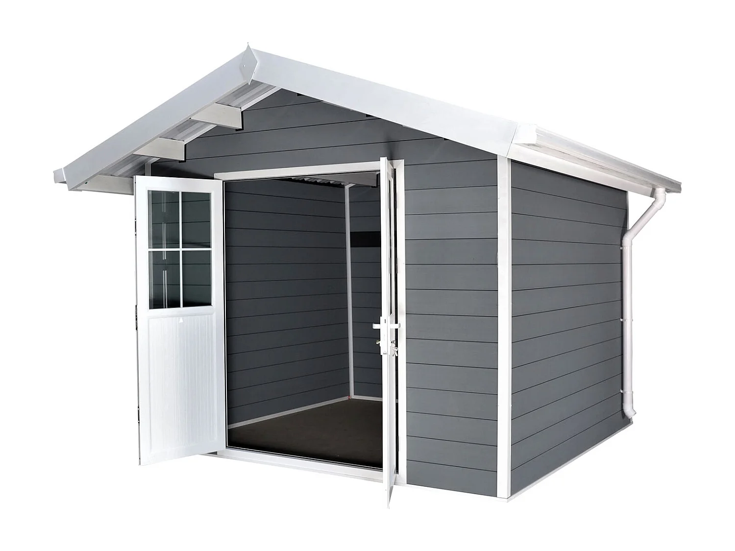 WPC tuinhuisje met schuin dak MCW-J94,  lichtgrijs-wit