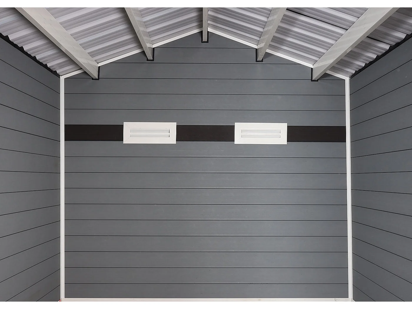 WPC tuinhuisje met schuin dak MCW-J94,  lichtgrijs-wit