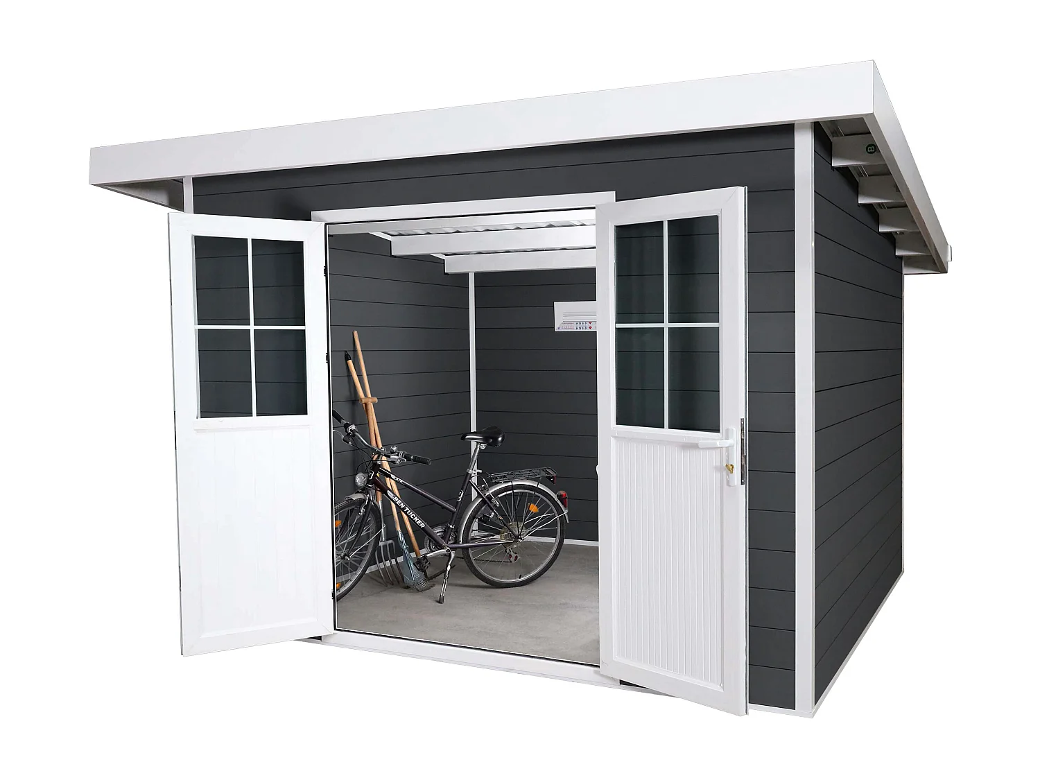 WPC Gartenhaus mit Pultdach MCW-J94, Graphit-weiß