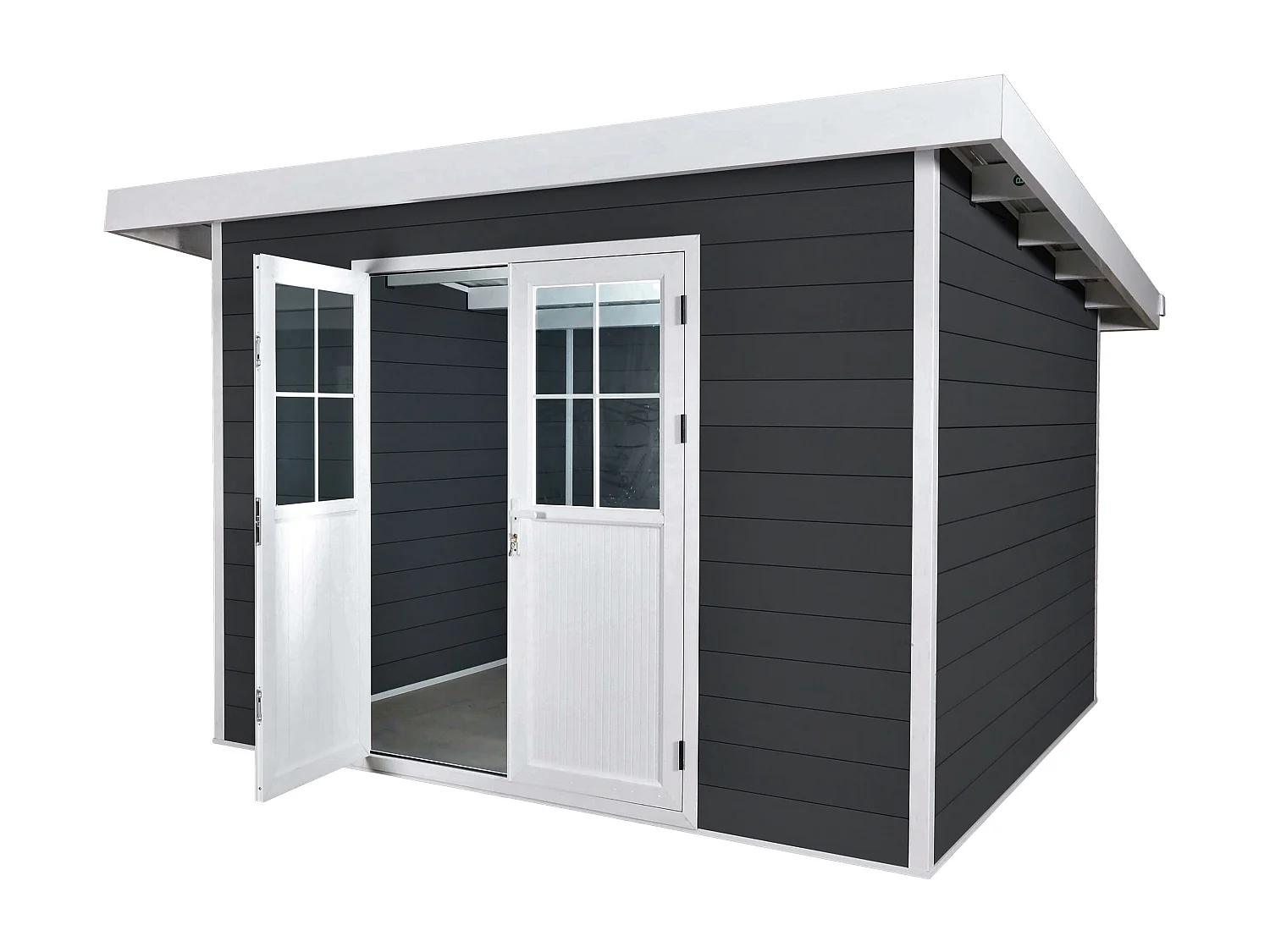 WPC Gartenhaus mit Pultdach MCW-J94, Graphit-weiß