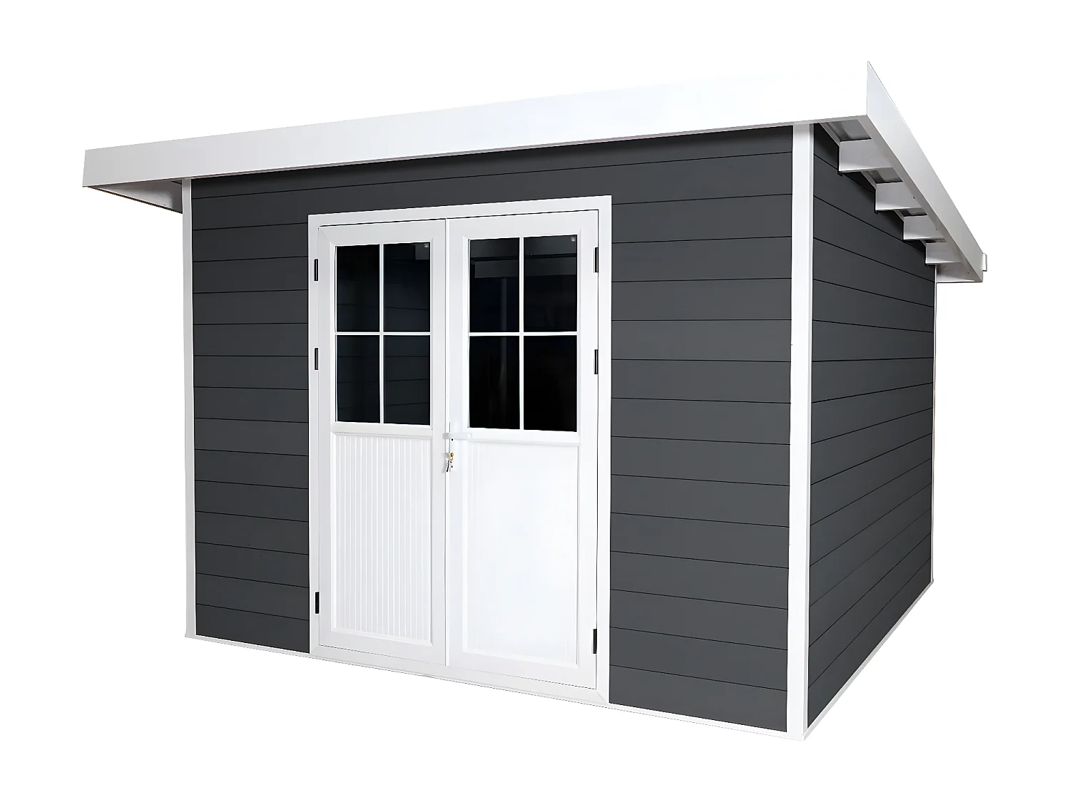 WPC Gartenhaus mit Pultdach MCW-J94, Graphit-weiß