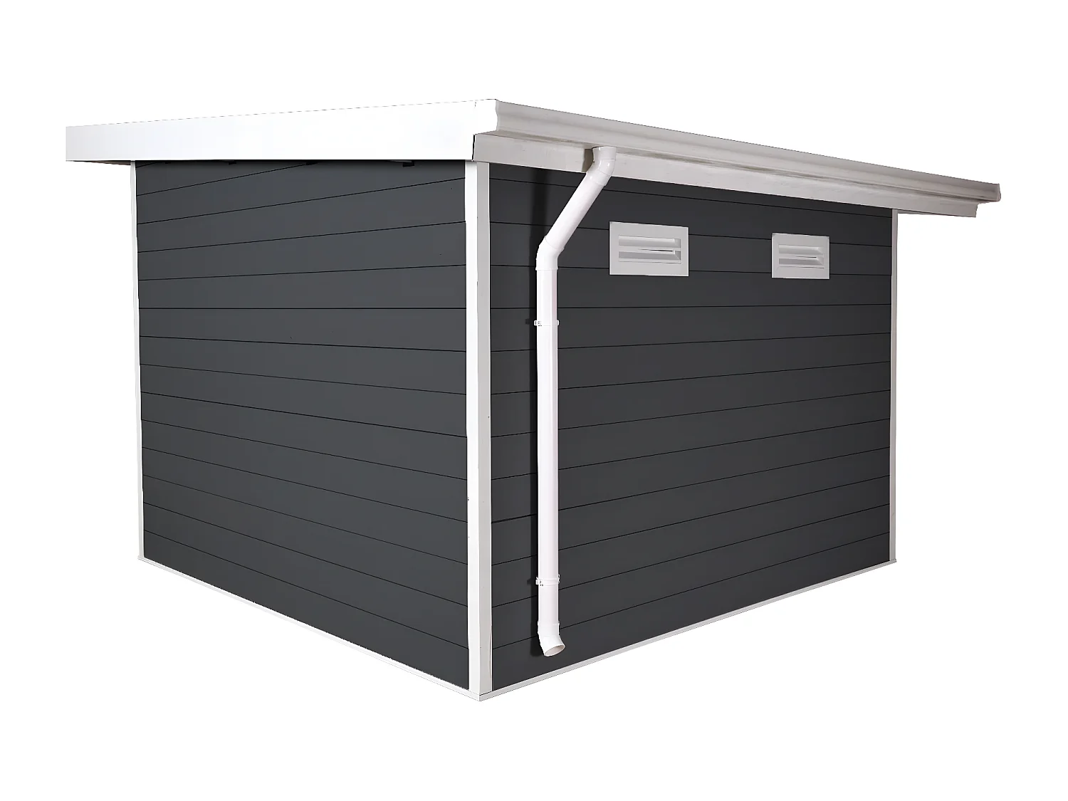 WPC Gartenhaus mit Pultdach MCW-J94, Graphit-weiß