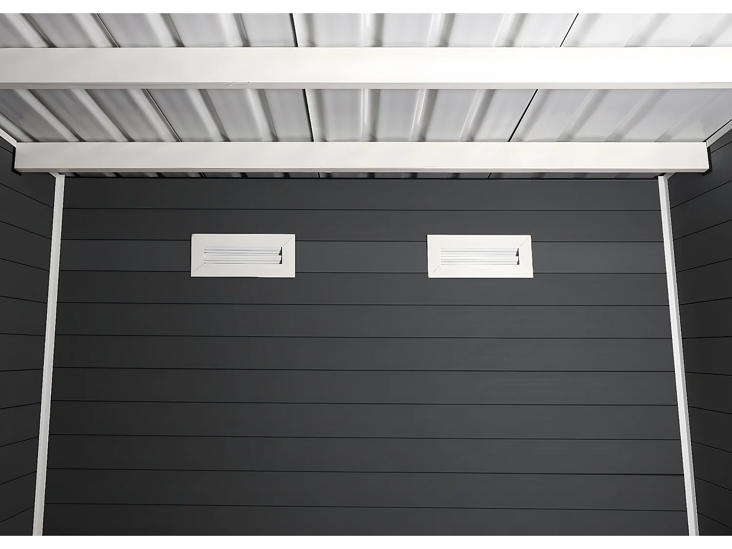 WPC Gartenhaus mit Pultdach MCW-J94, Graphit-weiß