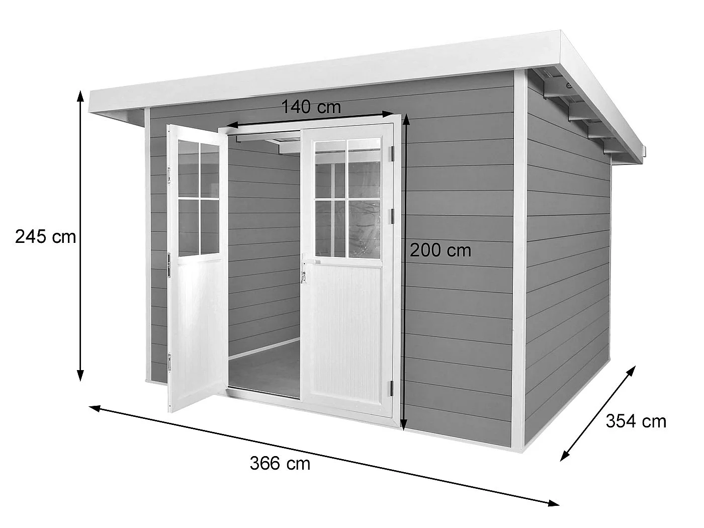 Szopa ogrodowa WPC z dachem jednospadowym MCW-J94,  grafitowo-biały