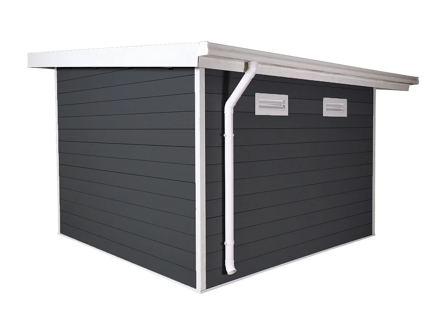 Szopa ogrodowa WPC z dachem jednospadowym MCW-J94,  grafitowo-biały