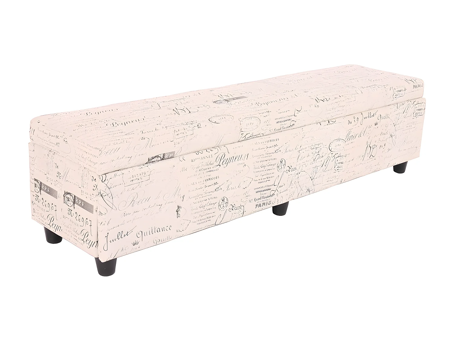 Aufbewahrungs-Truhe Kriens XXL, Schriftzug, creme