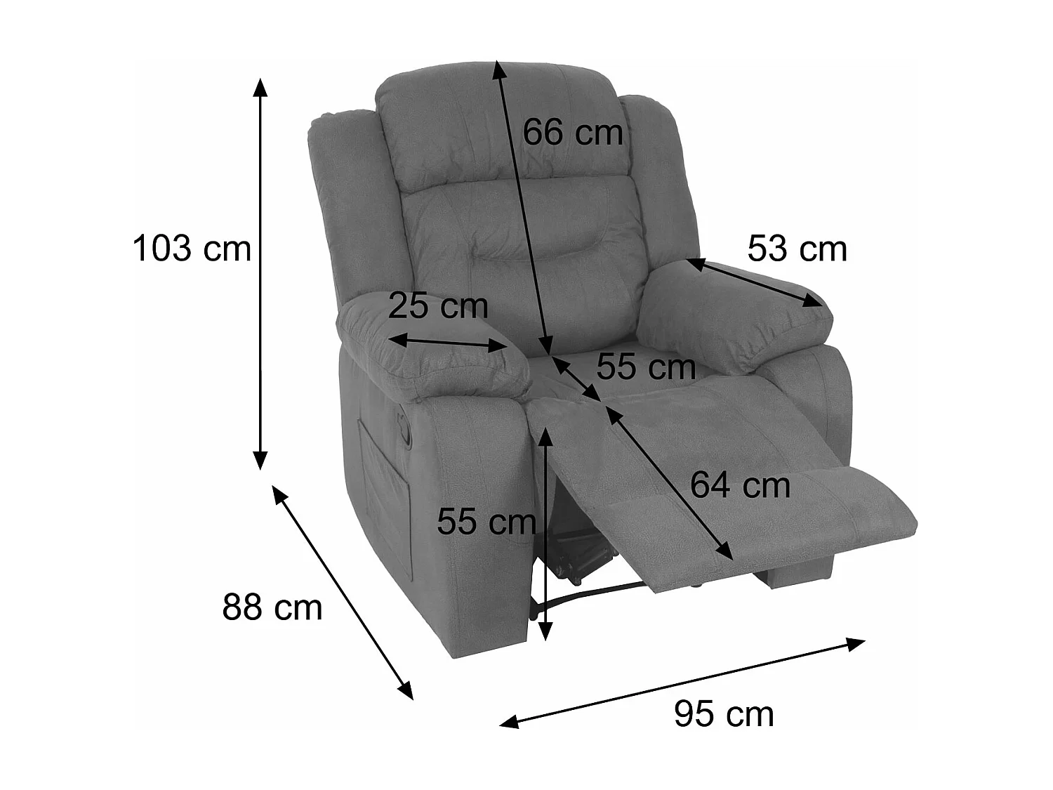 Fernsehsessel MCW-J57 XXL, Graublau