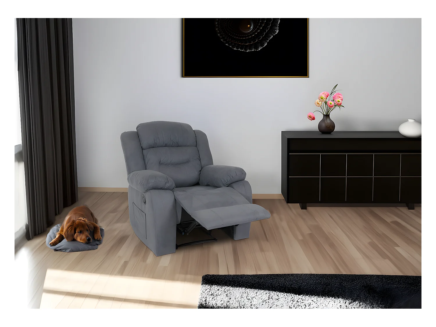 Fotel telewizyjny MCW-J57 XXL,  szaroniebieski