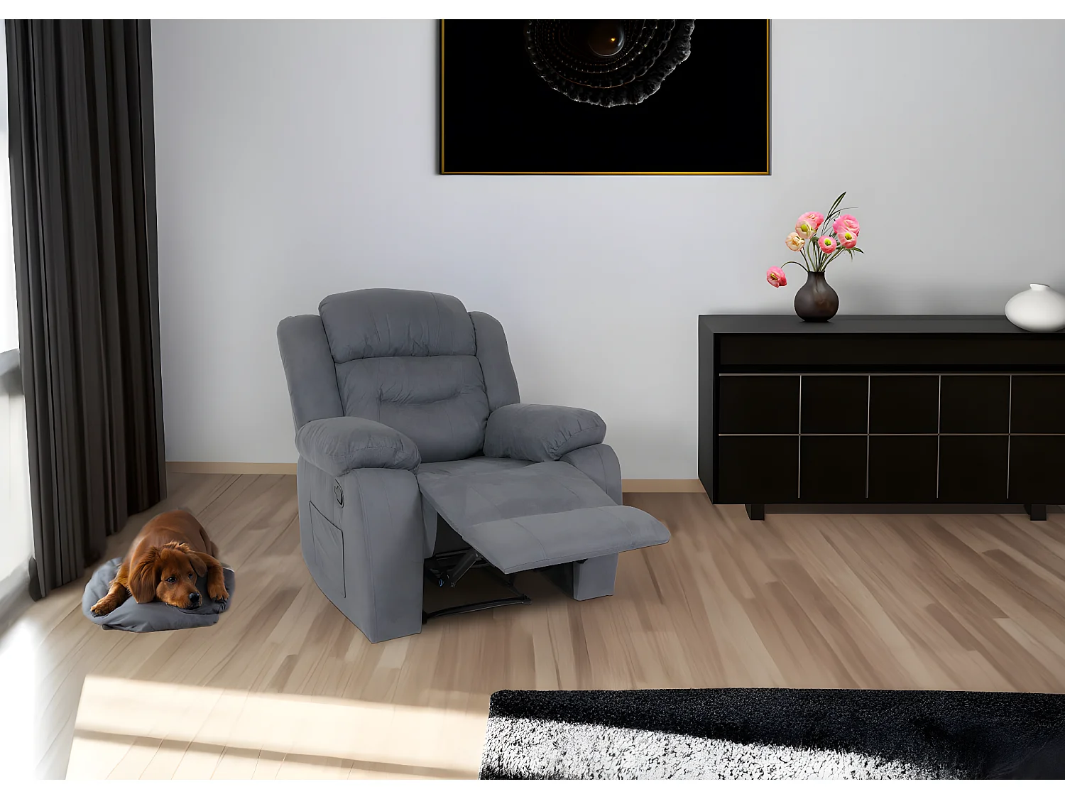 Fotel telewizyjny MCW-J57 XXL,  szaroniebieski