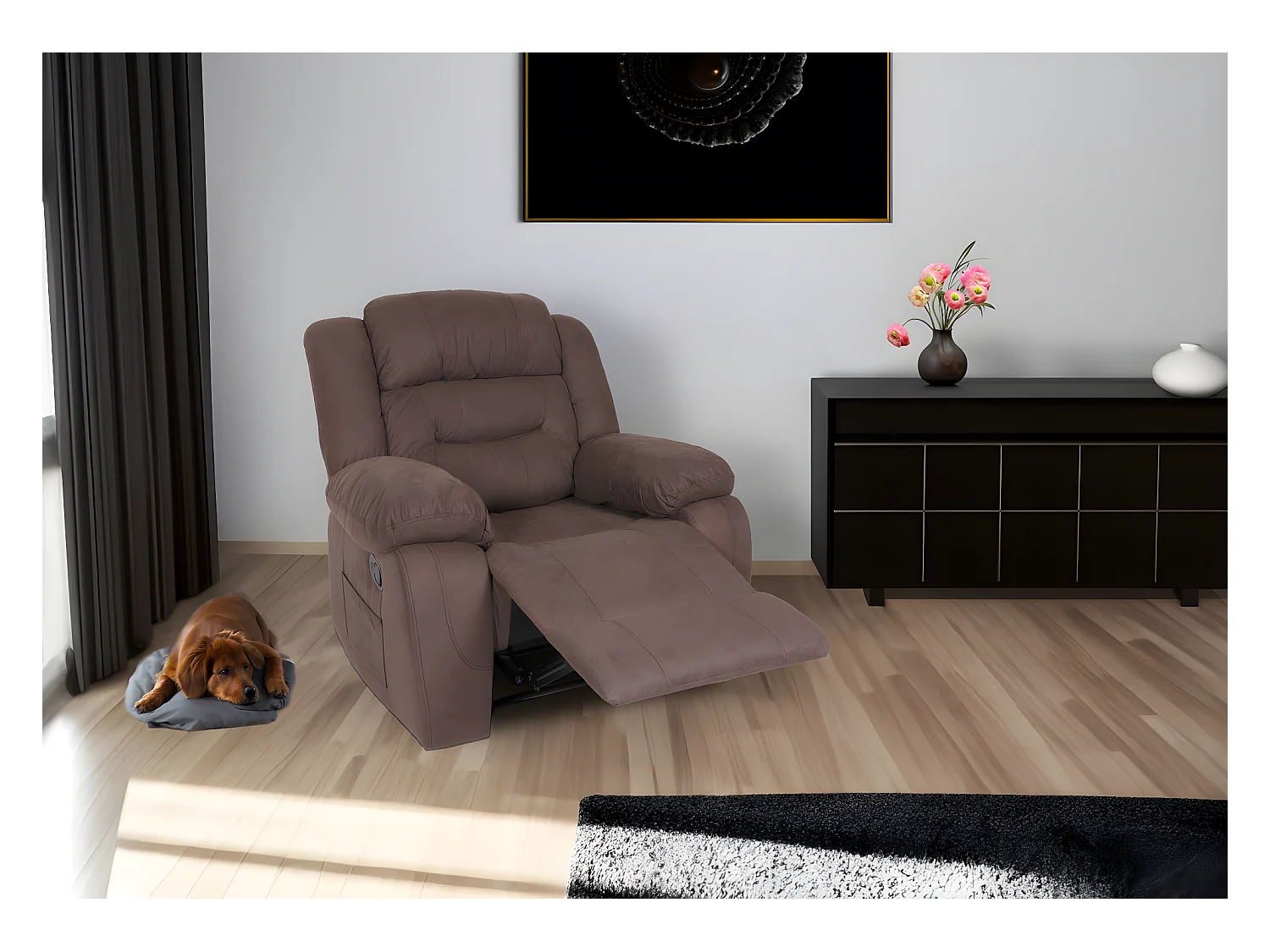 Fotel telewizyjny MCW-J57 XXL,  brązowy