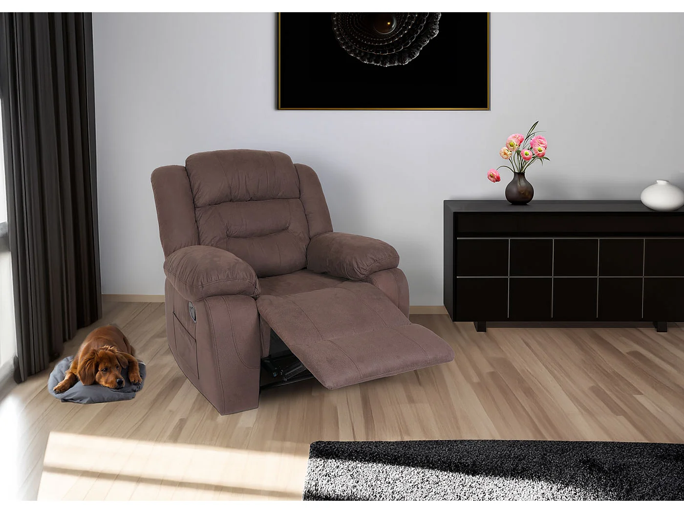 Fotel telewizyjny MCW-J57 XXL,  brązowy