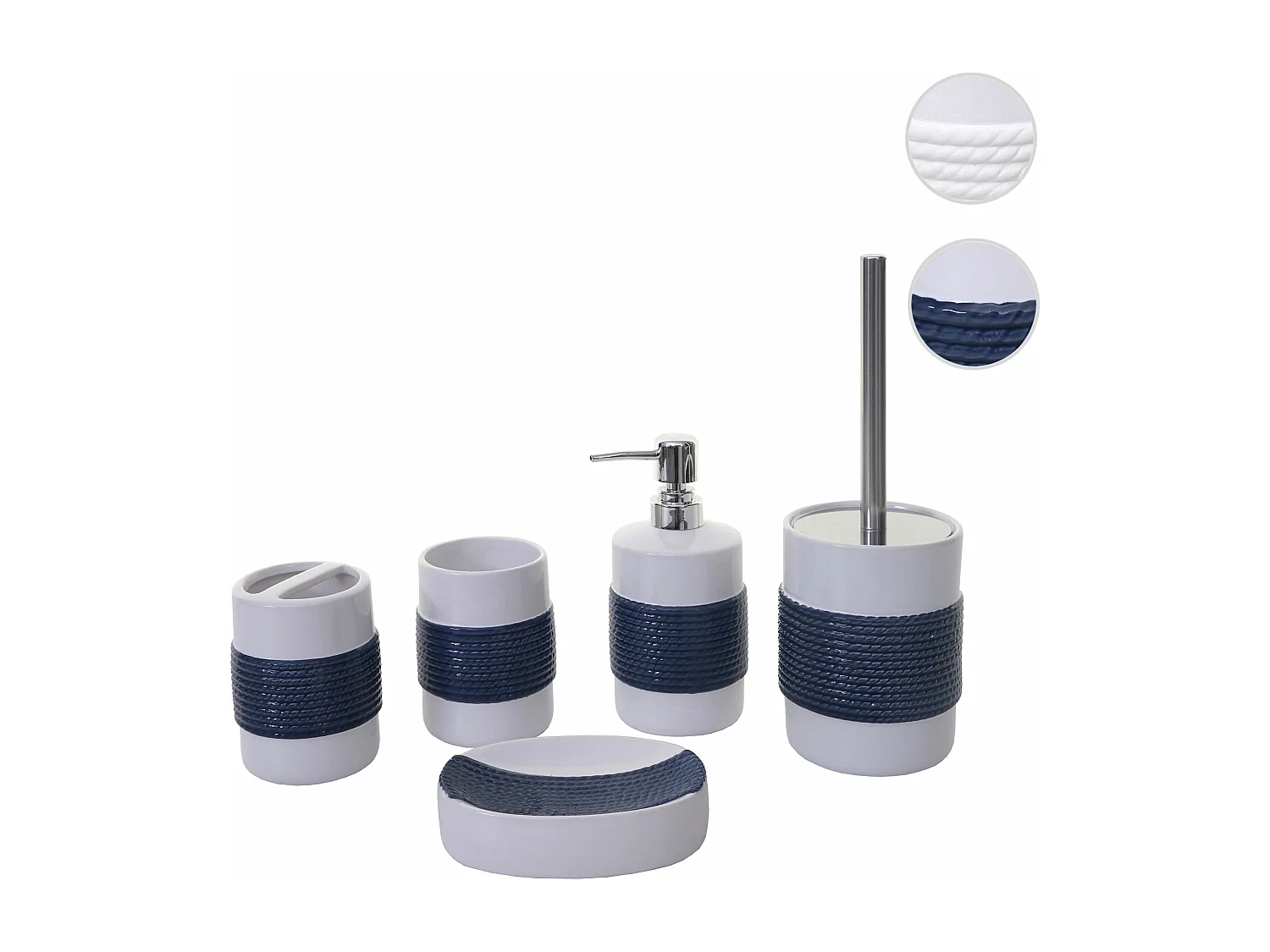 Badkamerset MCW-C73 (5-delig),  blauw/wit