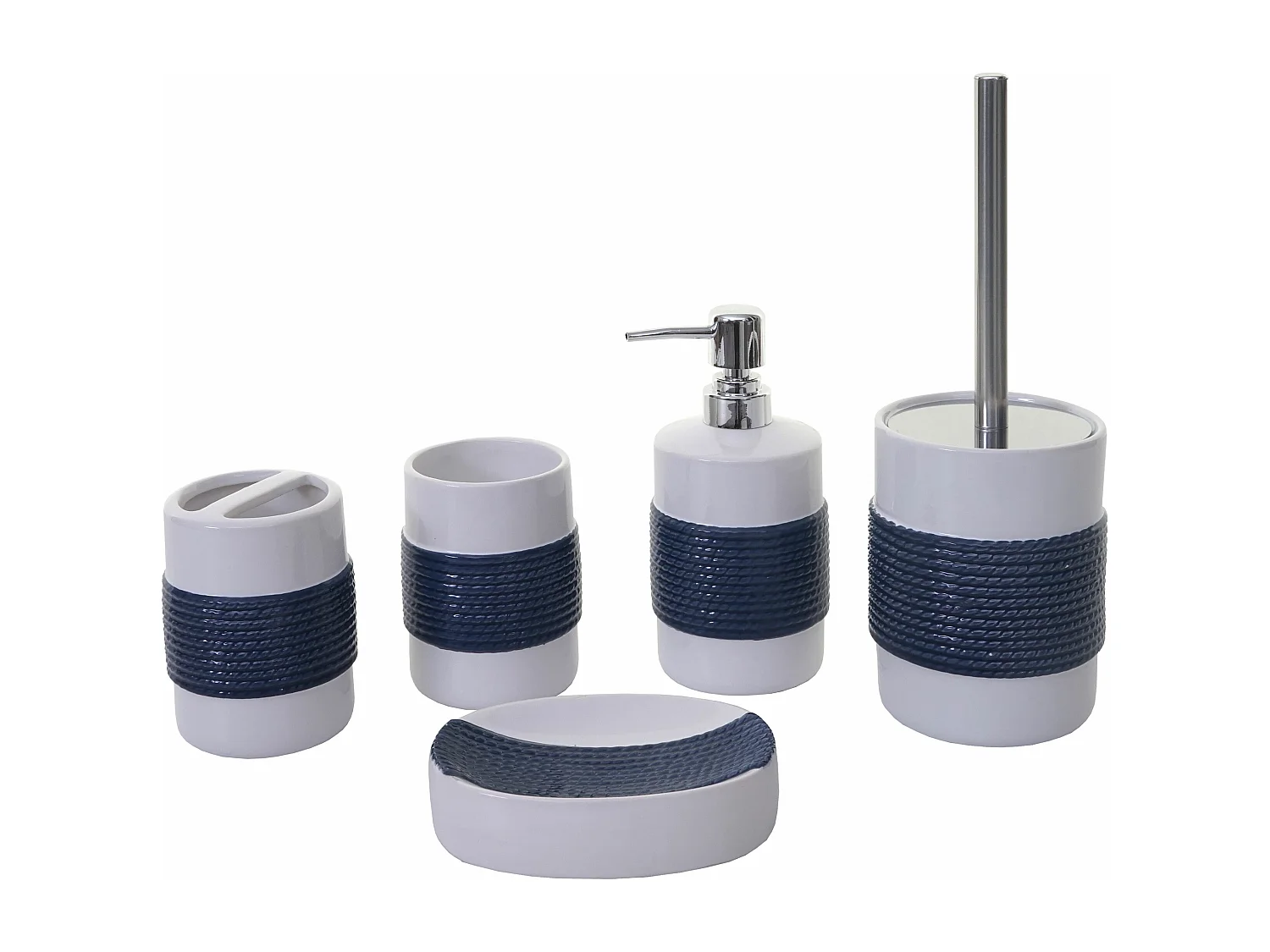 Badkamerset MCW-C73 (5-delig),  blauw/wit