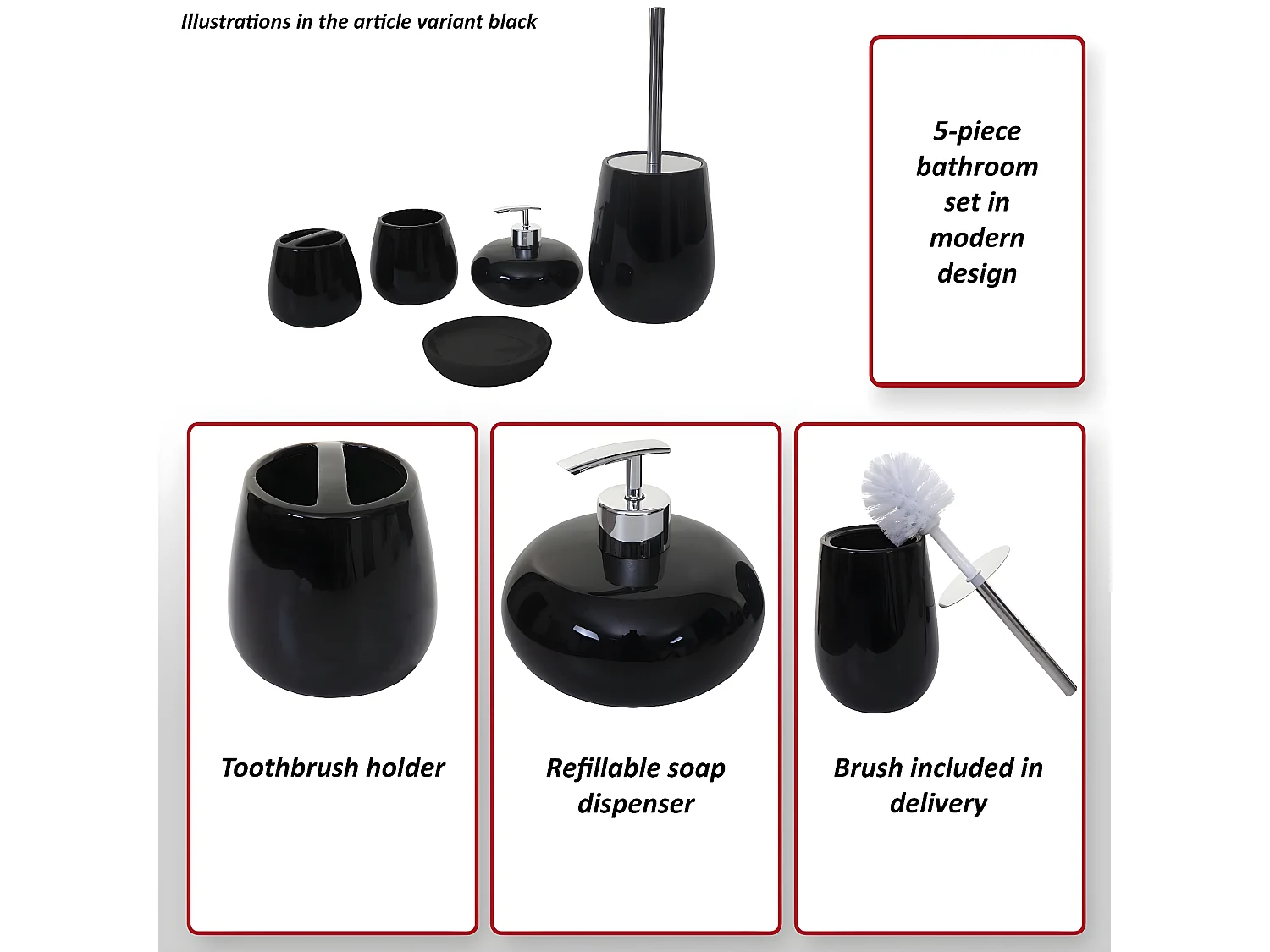 Badset MCW-C72 (5-delig),  zwart