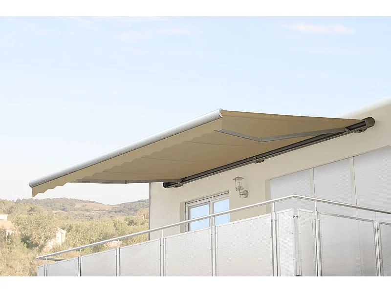 Kassetten-Markise H124 mit Volant, Polyester Creme