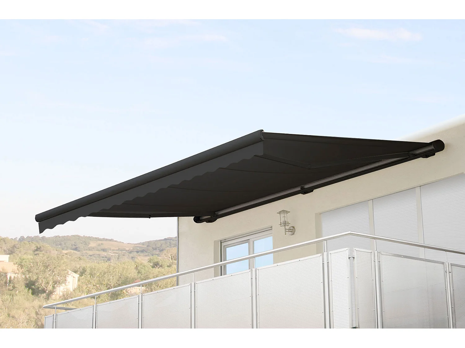 Kassetten-Markise H124 mit Volant, Polyester anthrazit, anthrazit