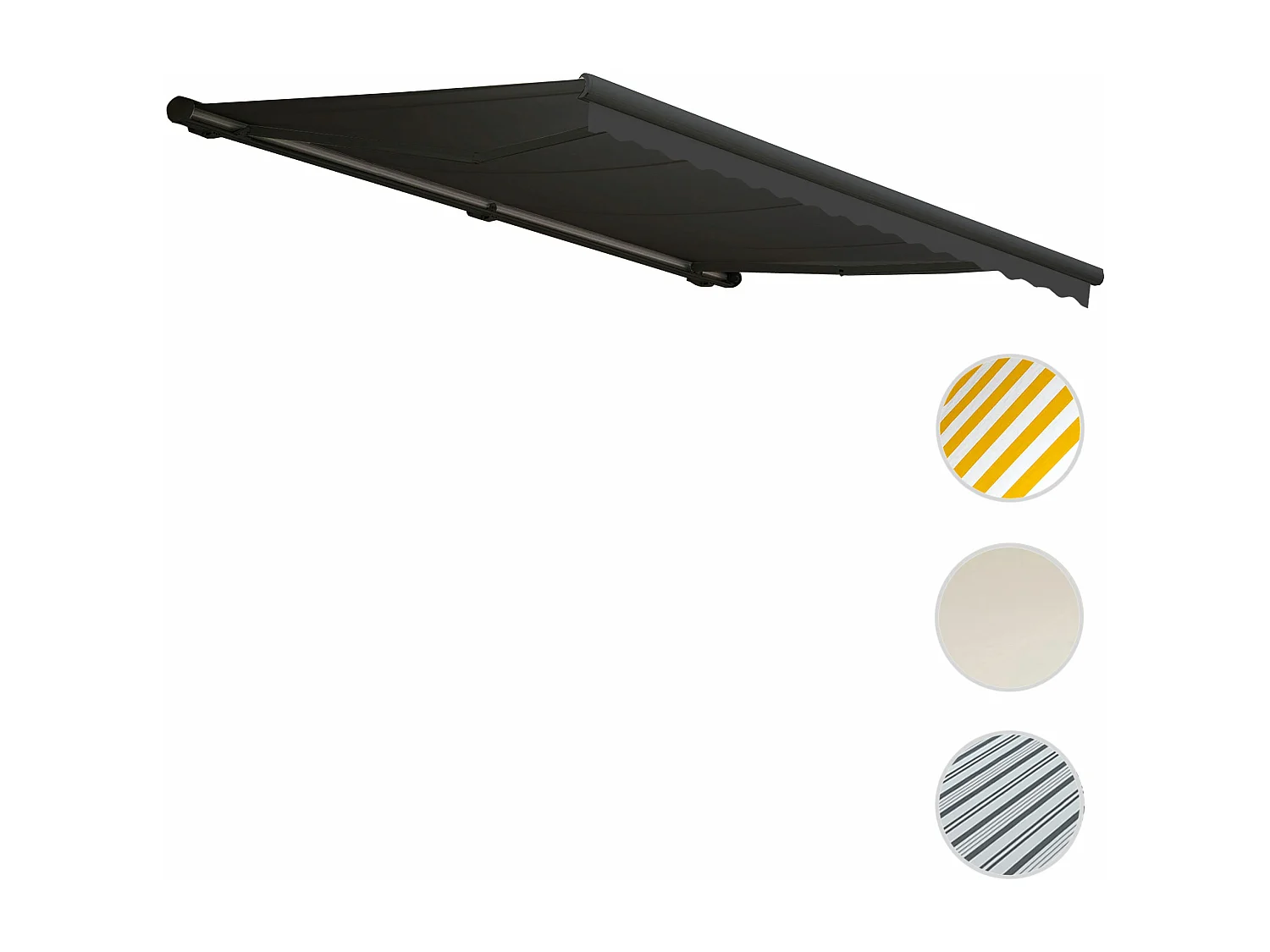 Kassetten-Markise H124 mit Volant, Polyester anthrazit, anthrazit