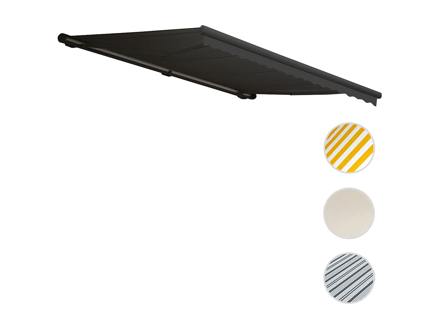 Kassetten-Markise H124 mit Volant, Polyester anthrazit, anthrazit