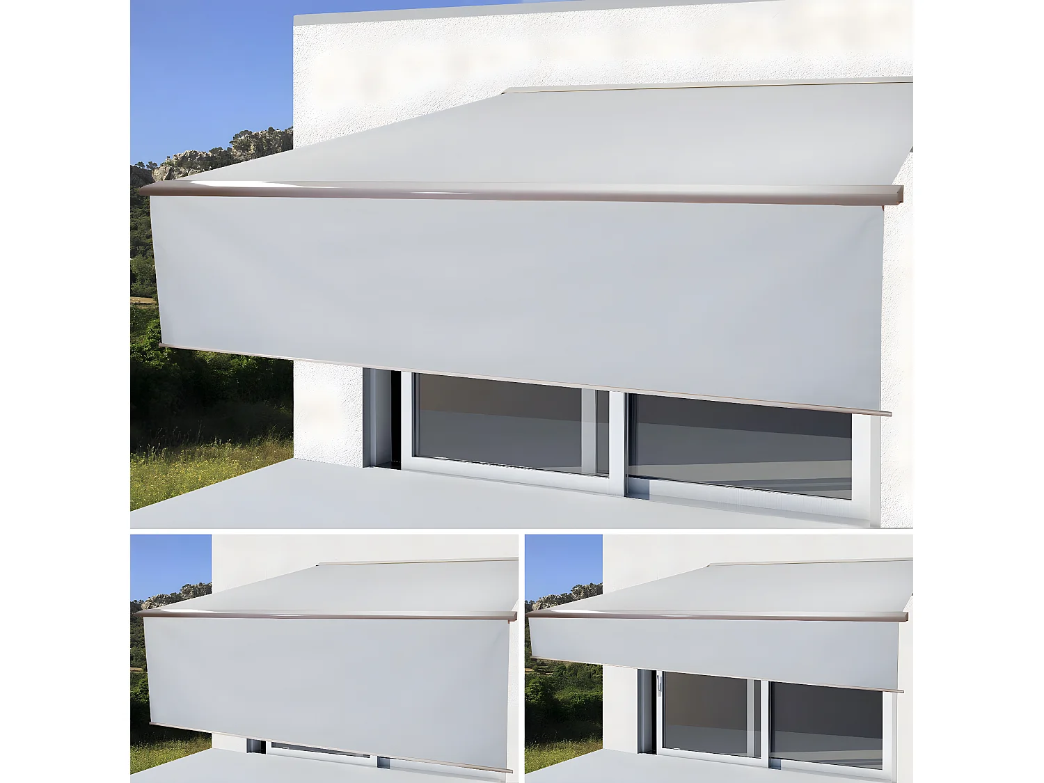 Kassetten-Markise H124 Volant ausfahrbar, Acryl Creme