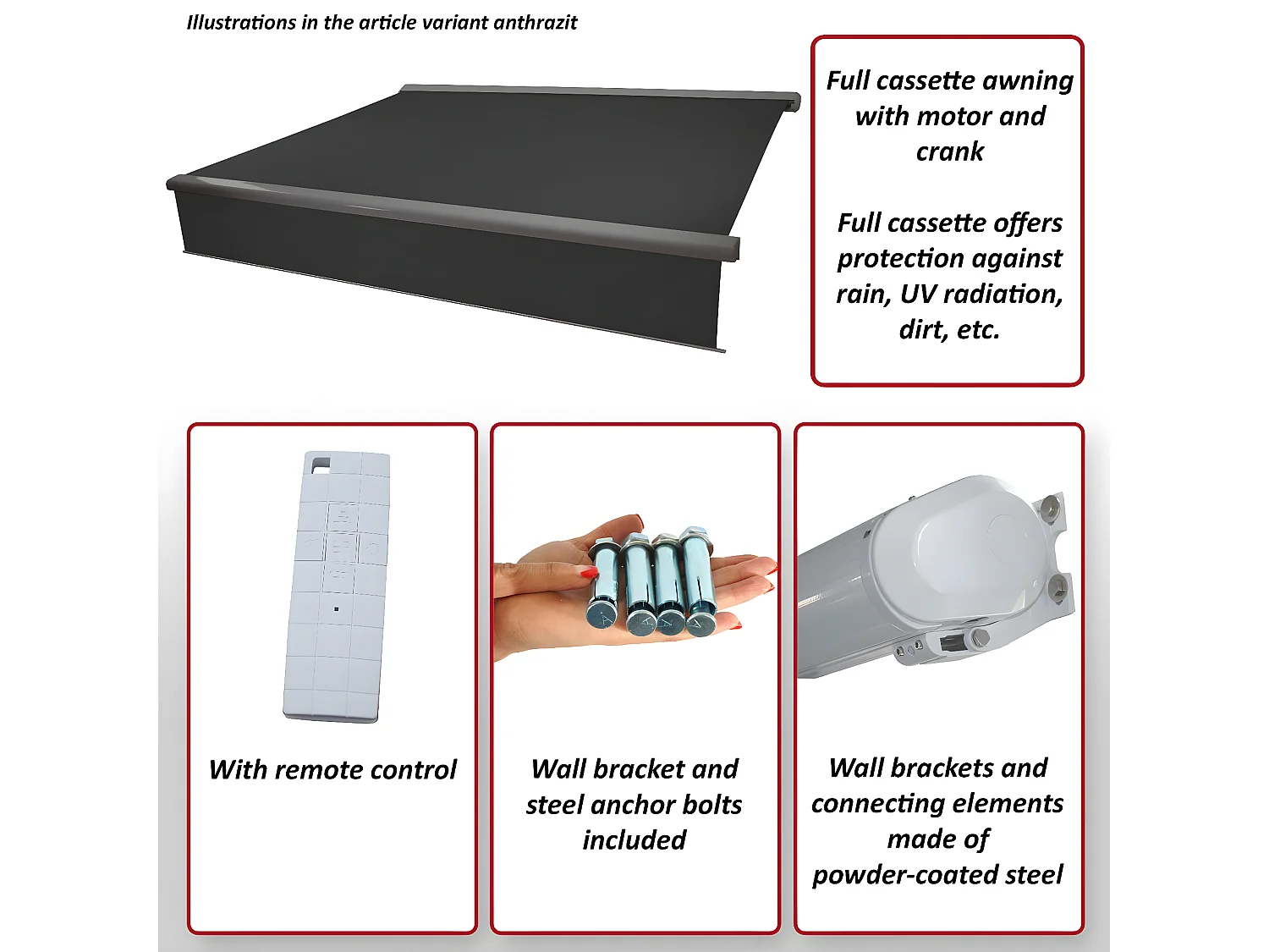 Kassetten-Markise H124 Volant ausfahrbar, Acryl Creme