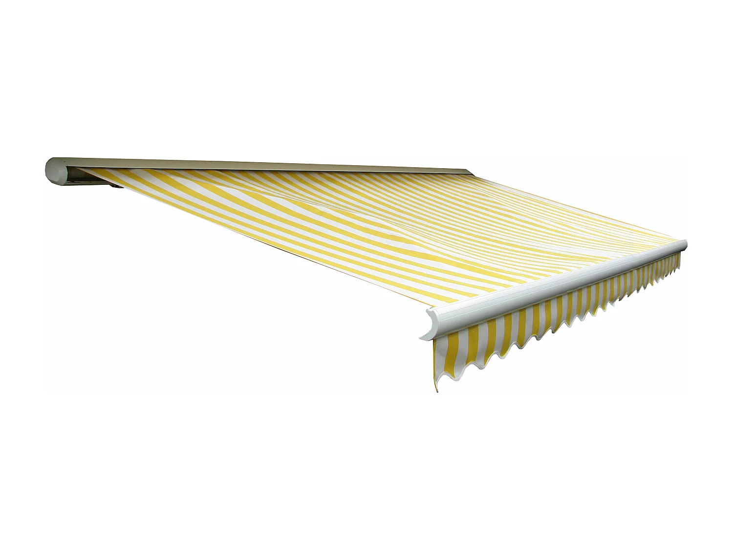 Kassetten-Markise H122 mit Volant, Polyester Gelb/Weiß