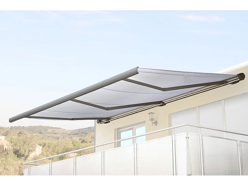 Elektrische Kassettenmarkise MCW-H27, Acryl Creme, Rahmen grau