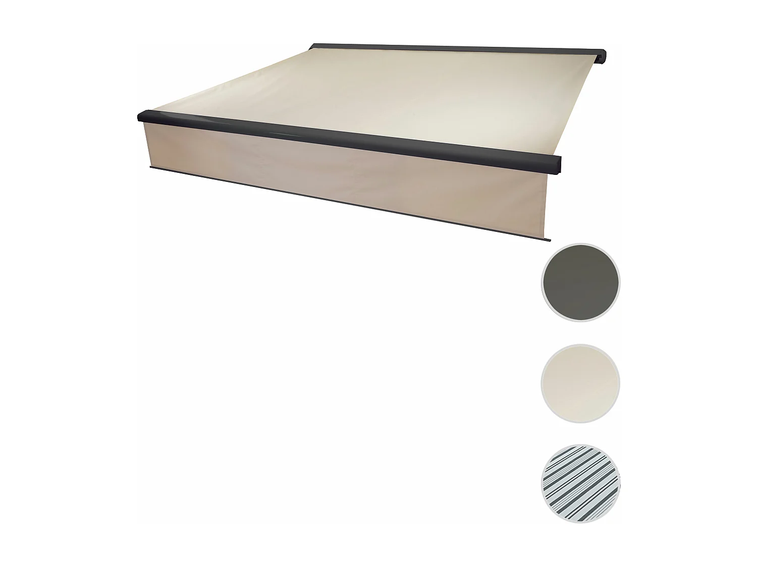 Cassettezonwering H124 Uitrolbaar volant,  polyester crème, antraciet