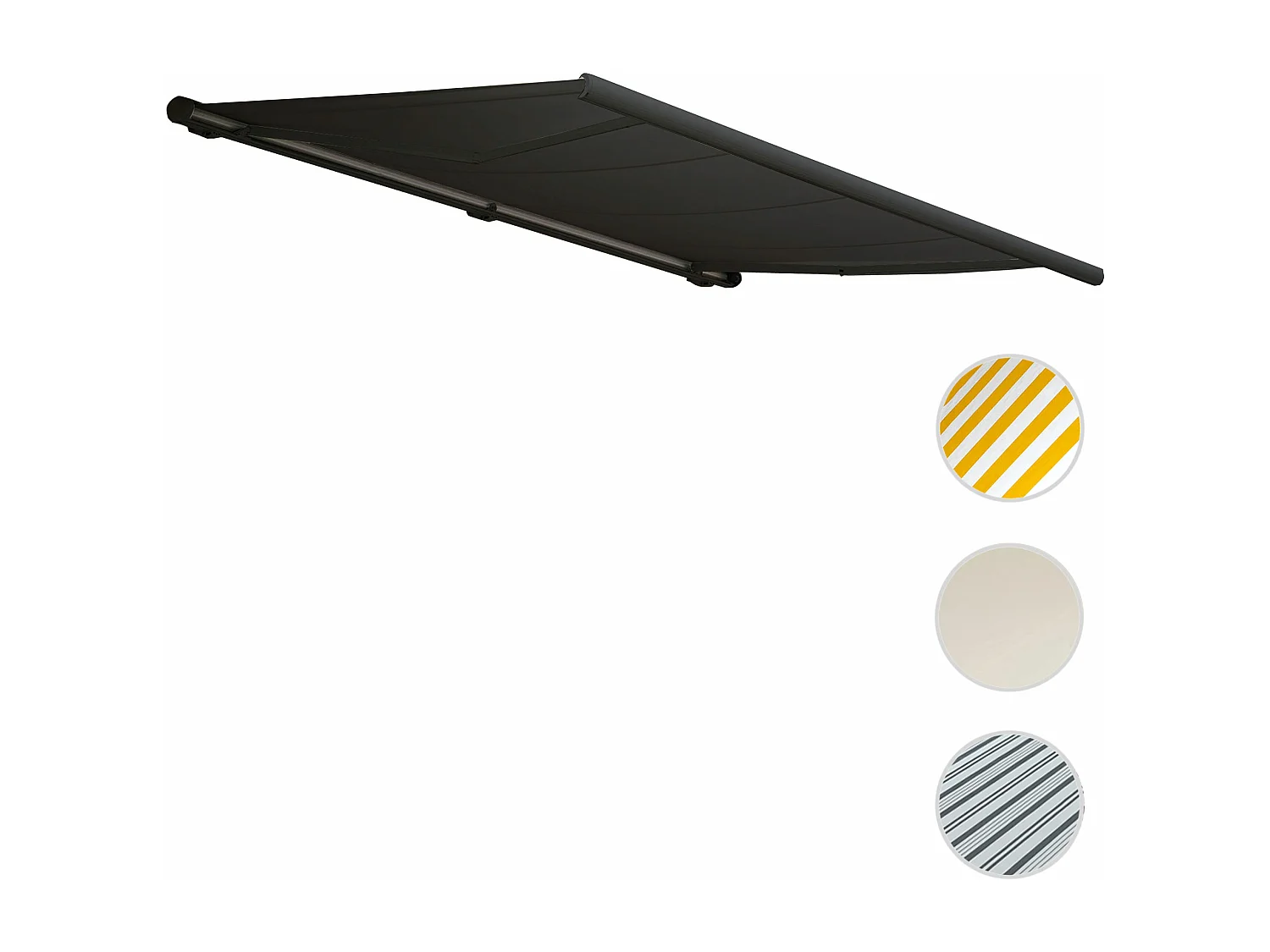 Elektrische Kassettenmarkise H122, Polyester anthrazit, Rahmen anthrazit