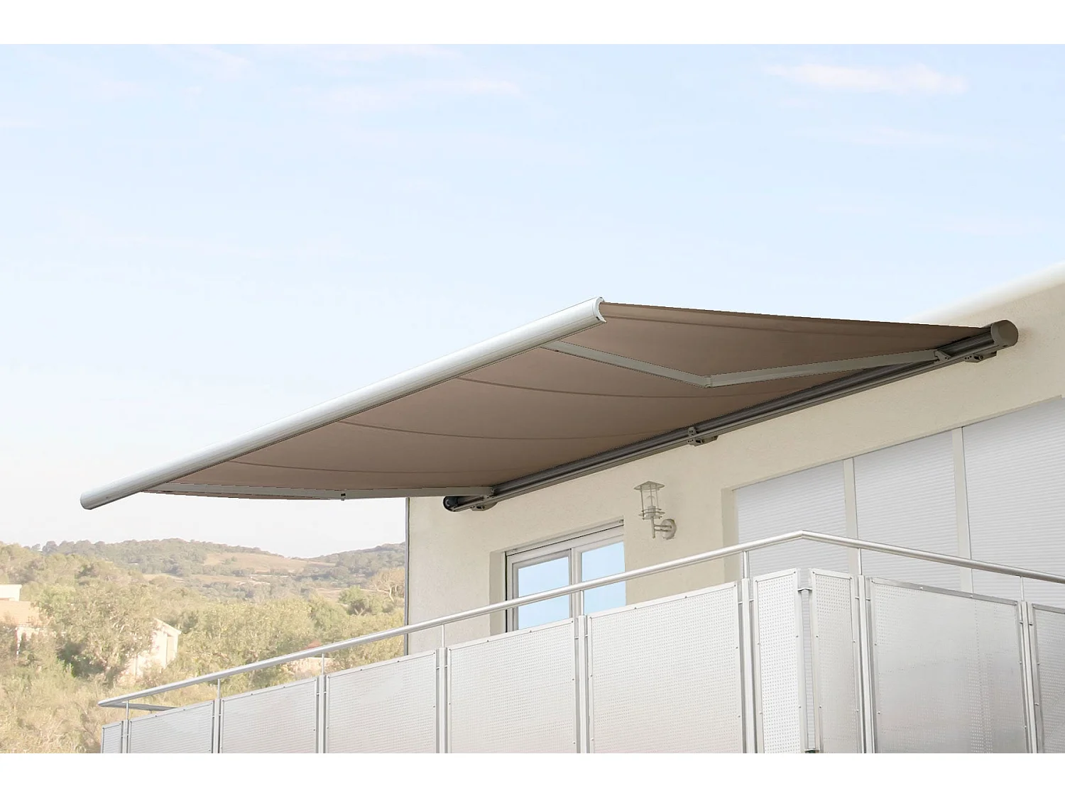 Elektrische Kassettenmarkise H122, Polyester Sand