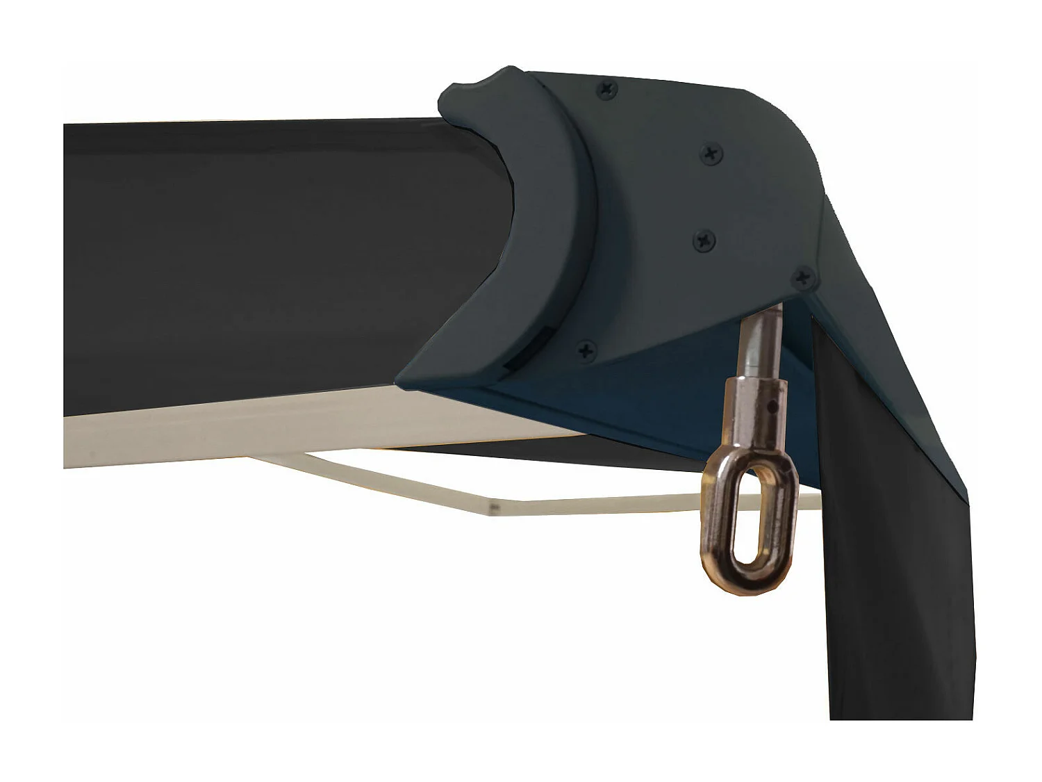 Kassetten-Markise H124 Volant ausfahrbar, Polyester anthrazit, anthrazit