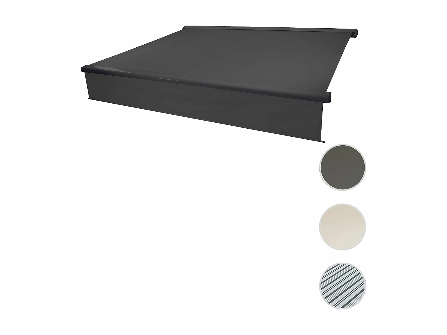 Kassetten-Markise H124 Volant ausfahrbar, Polyester anthrazit, anthrazit