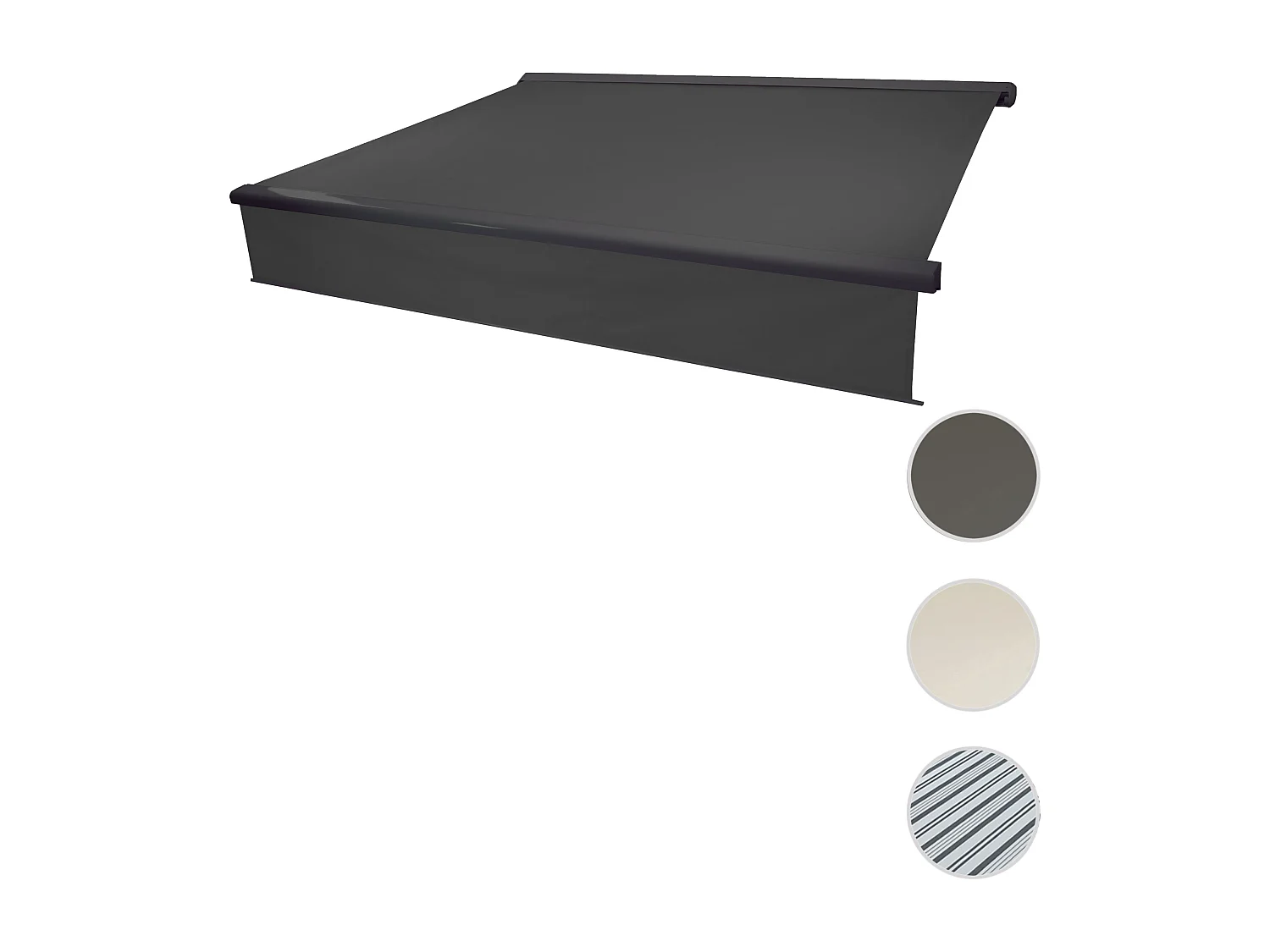 Kassetten-Markise H124 Volant ausfahrbar, Polyester anthrazit, anthrazit