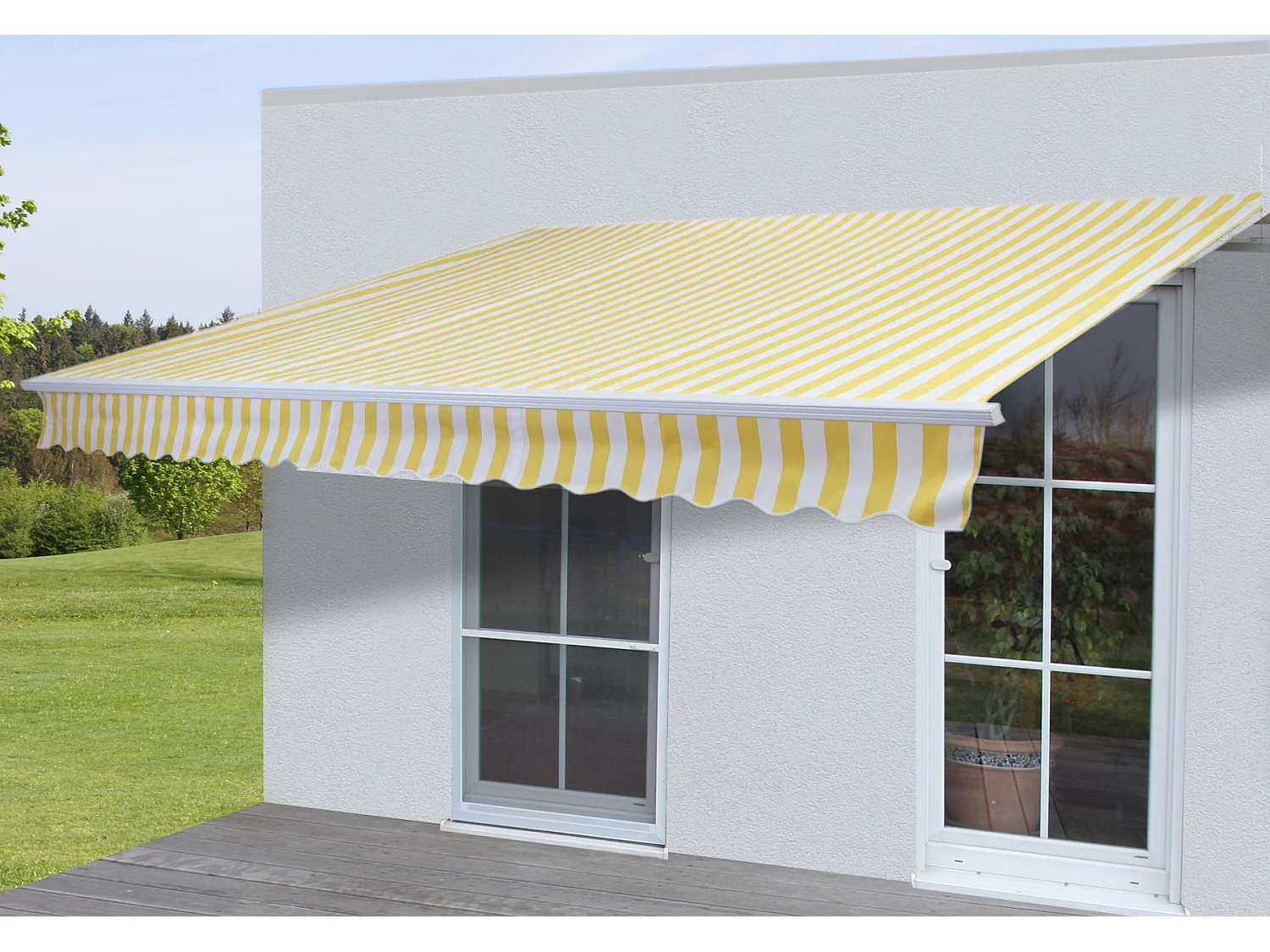 Aluminium luifel MCW-E49,  Polyester geel/wit