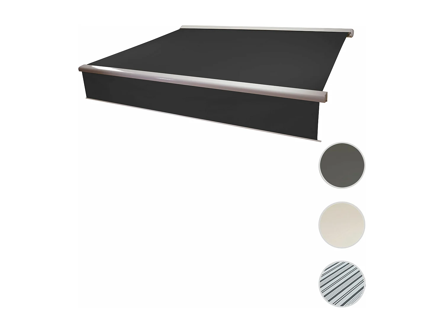 Kassetten-Markise H124 Volant ausfahrbar, Polyester anthrazit