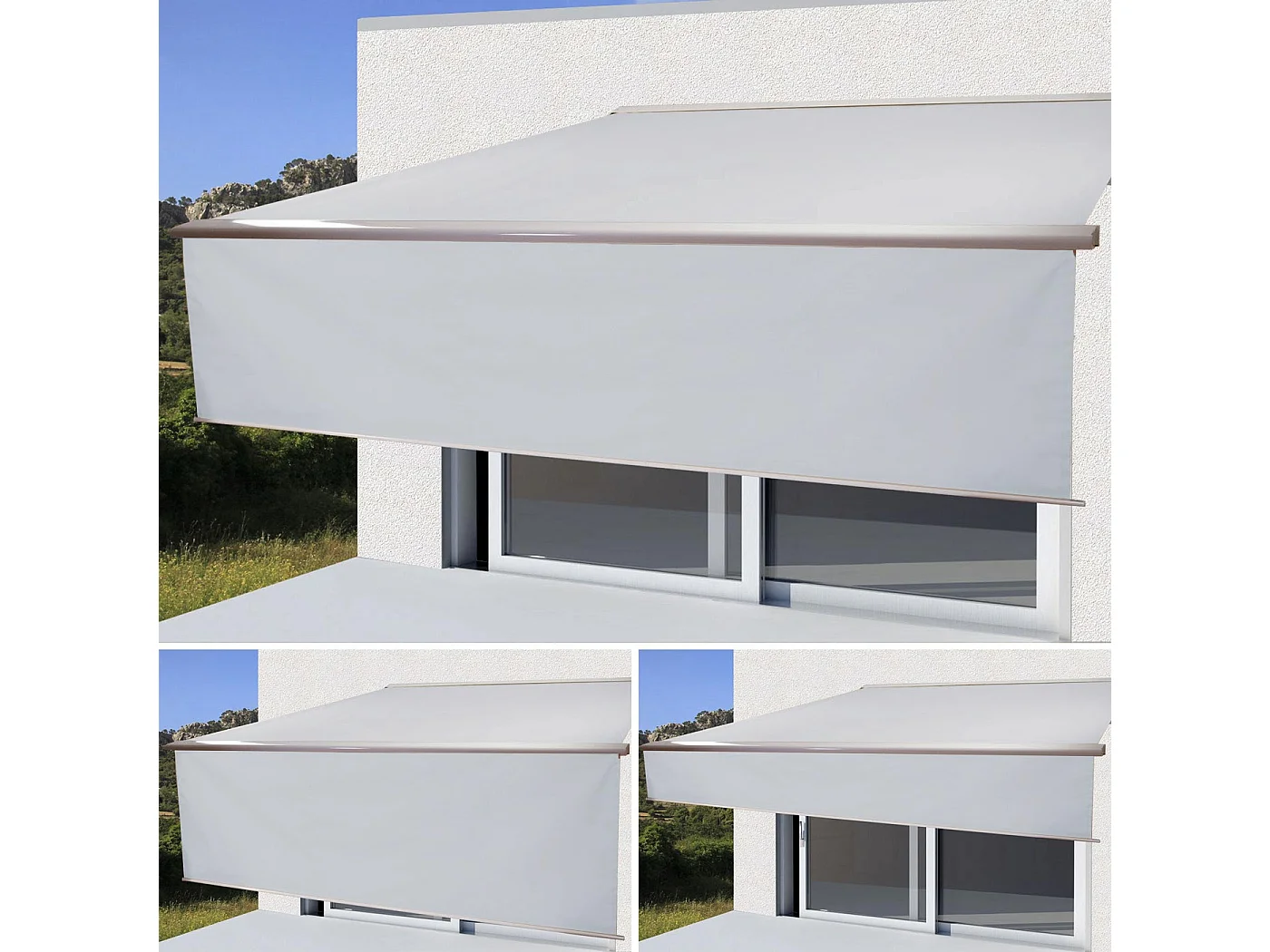 Kassetten-Markise H124 Volant ausfahrbar, Acryl Creme