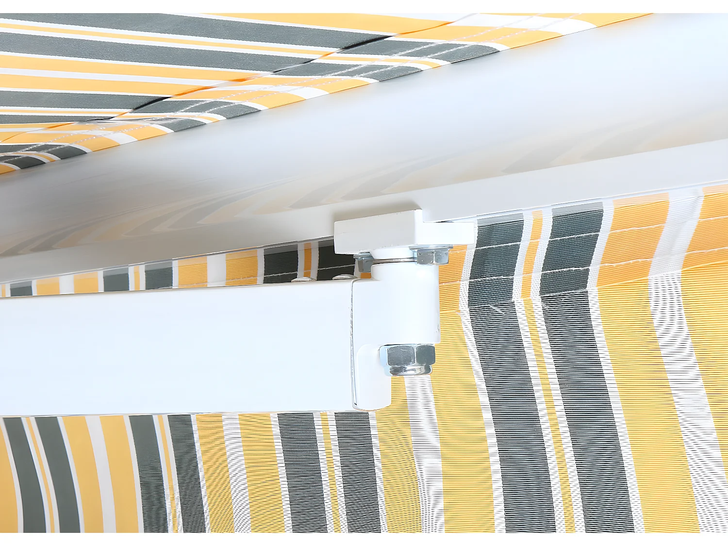 Alu-Markise MCW-E49, Polyester grau-gelb gestreift