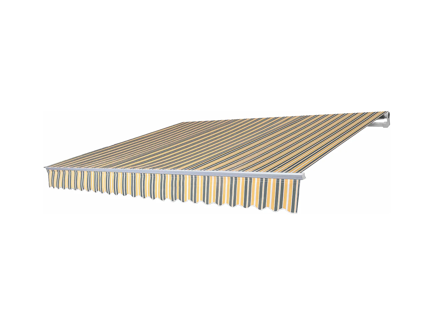 Aluminium zonnescherm MCW-E49,  Polyester grijs-geel gestreept