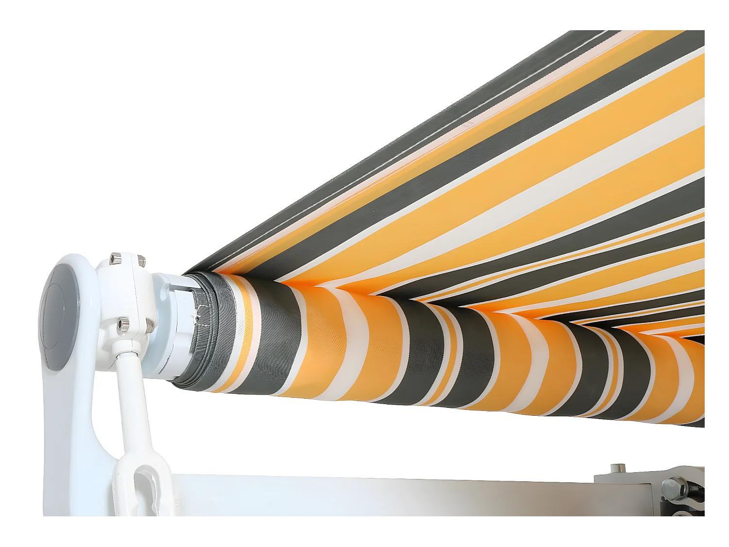 Aluminium zonnescherm MCW-E49,  Polyester grijs-geel gestreept