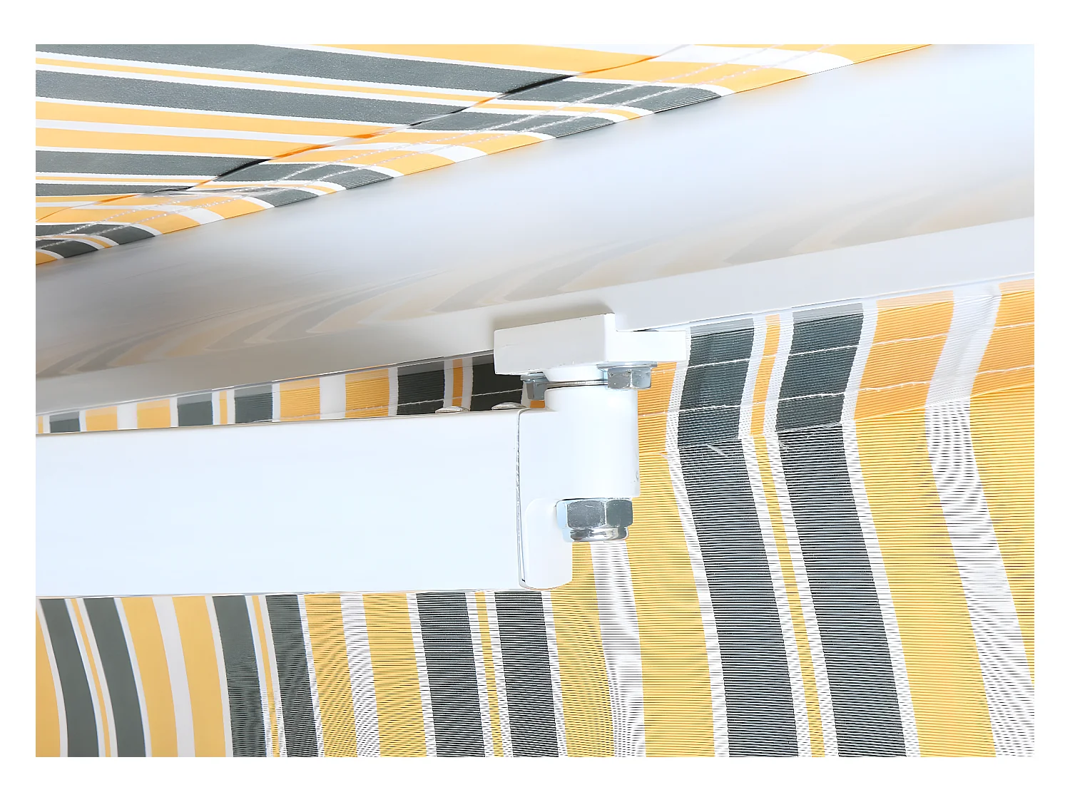 Aluminium zonnescherm MCW-E49,  Polyester grijs-geel gestreept