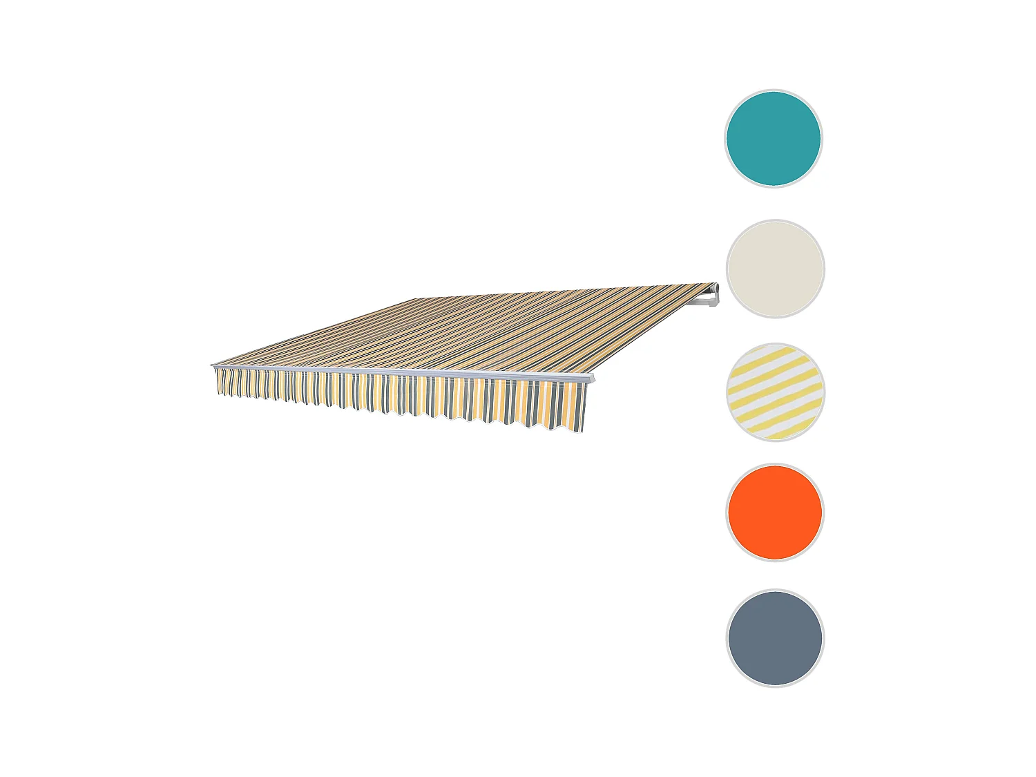 Aluminium zonnescherm MCW-E49,  Polyester grijs-geel gestreept