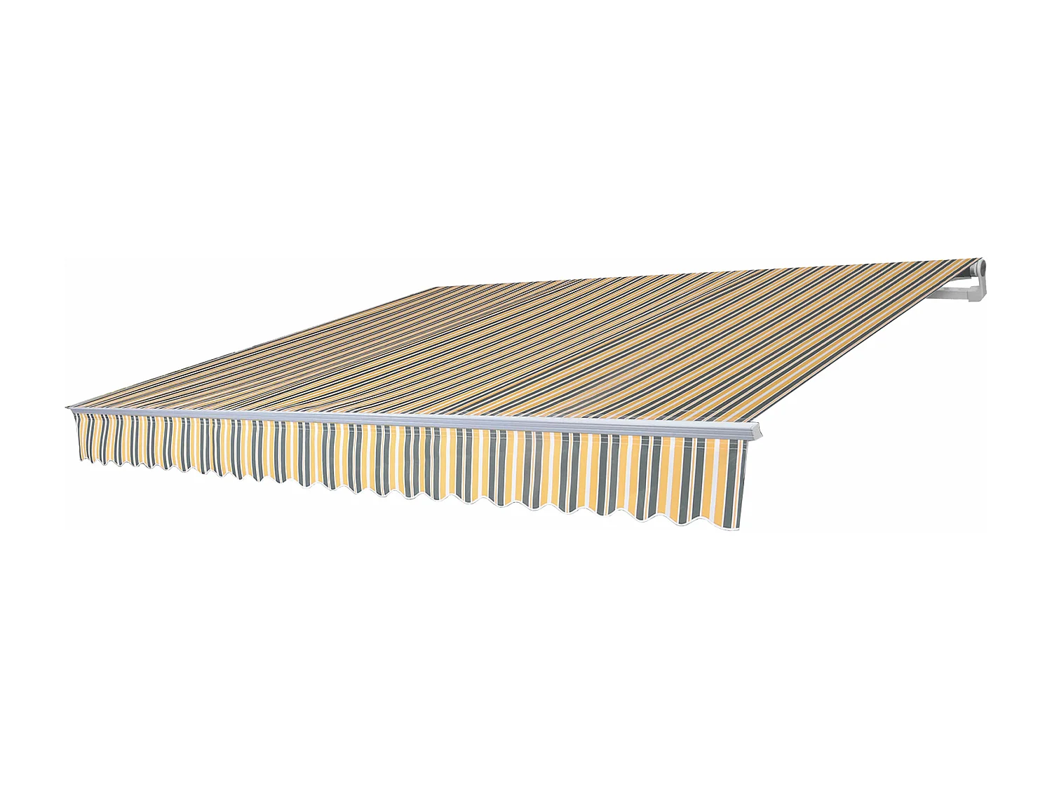 Aluminium zonnescherm MCW-E49,  Polyester grijs-geel gestreept