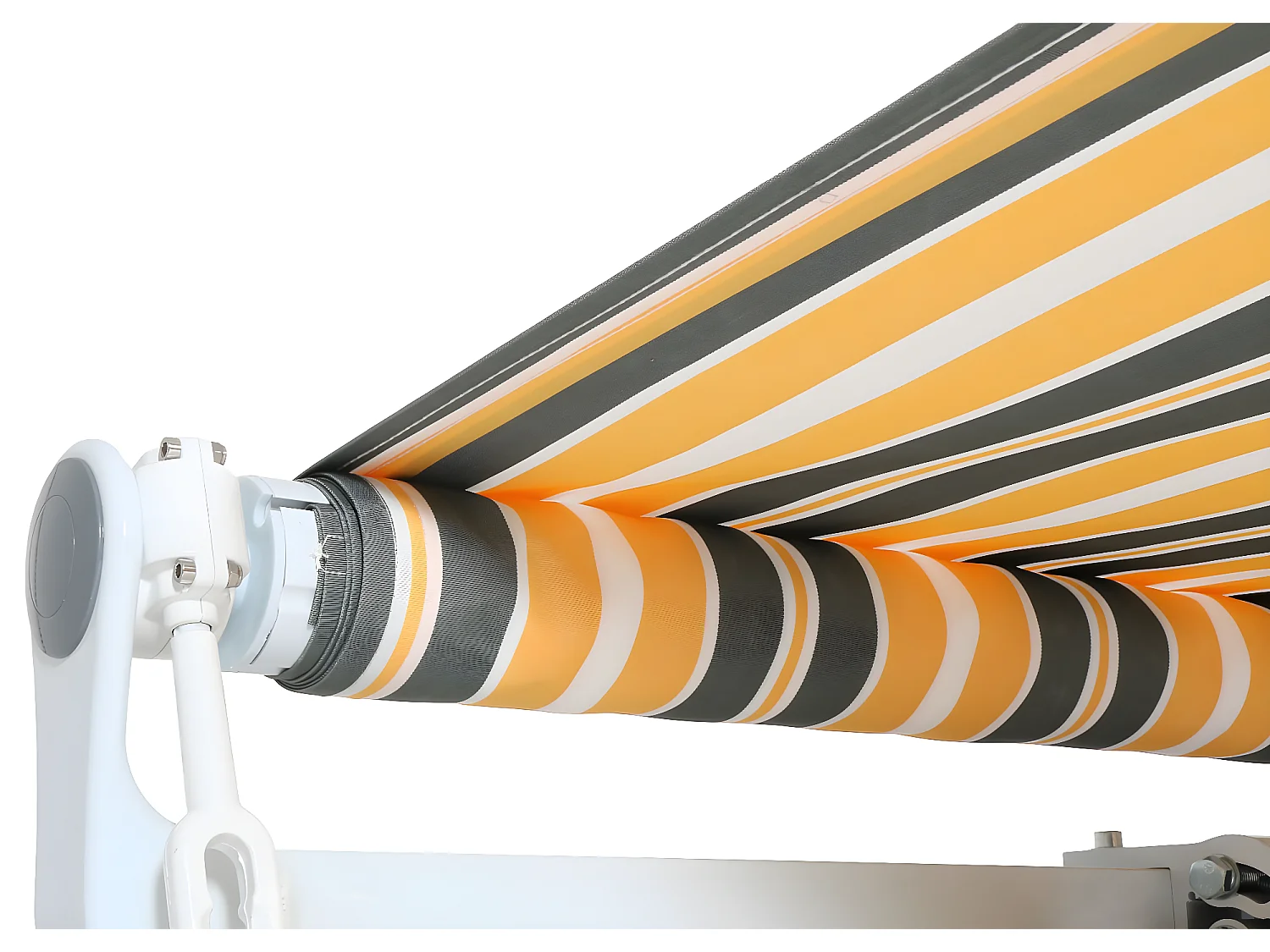 Aluminium zonnescherm MCW-E49,  Polyester grijs-geel gestreept