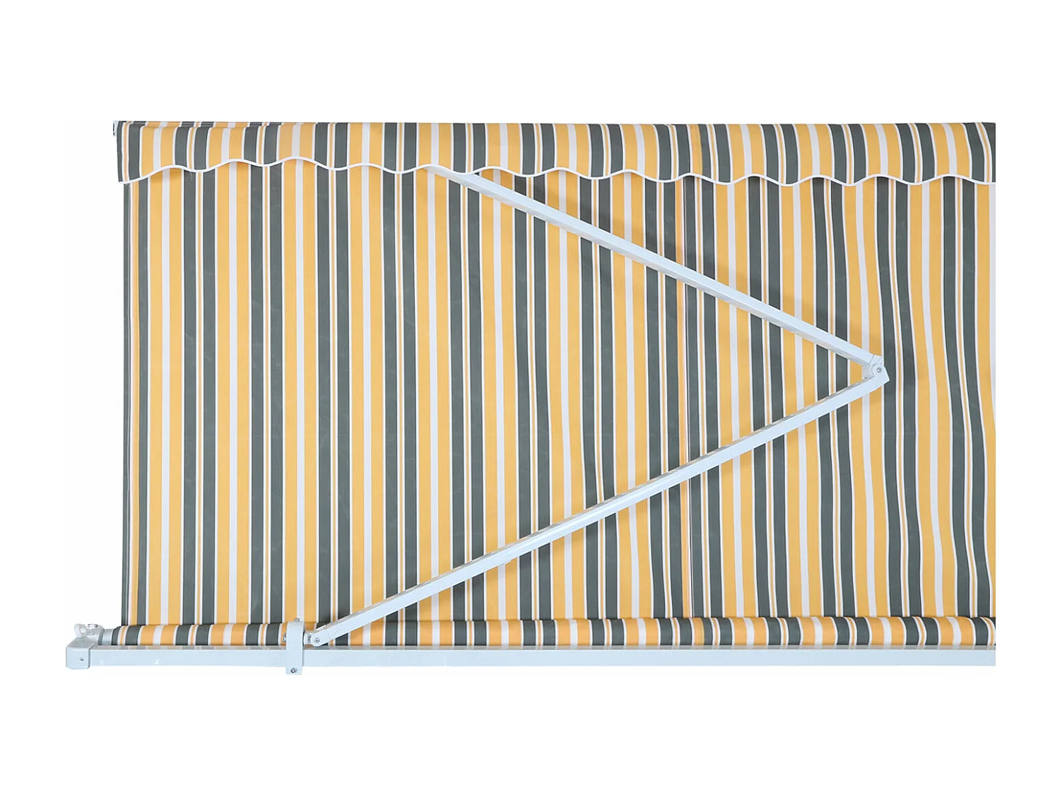 Aluminium zonnescherm MCW-E49,  Polyester grijs-geel gestreept